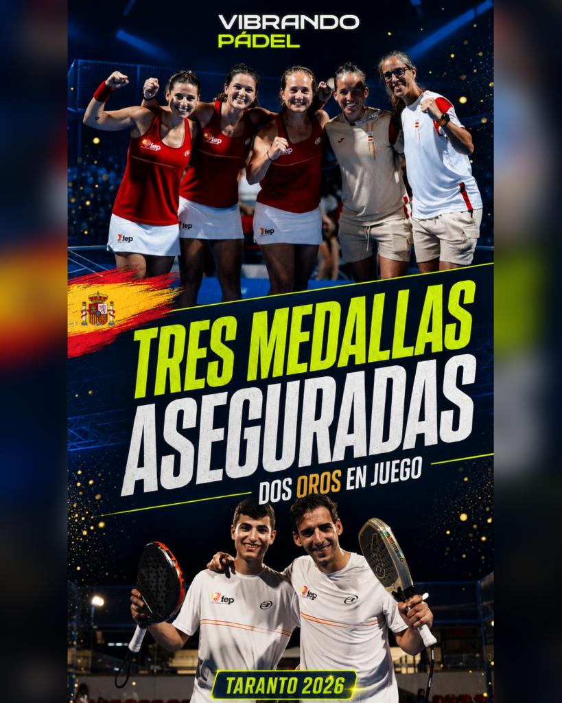 España hace historia en Taranto: tres medallas aseguradas en el debut del pádel en los Juegos Mediterráneos